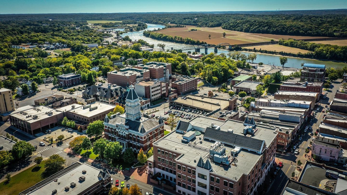 Aerial view of downtown clarksville