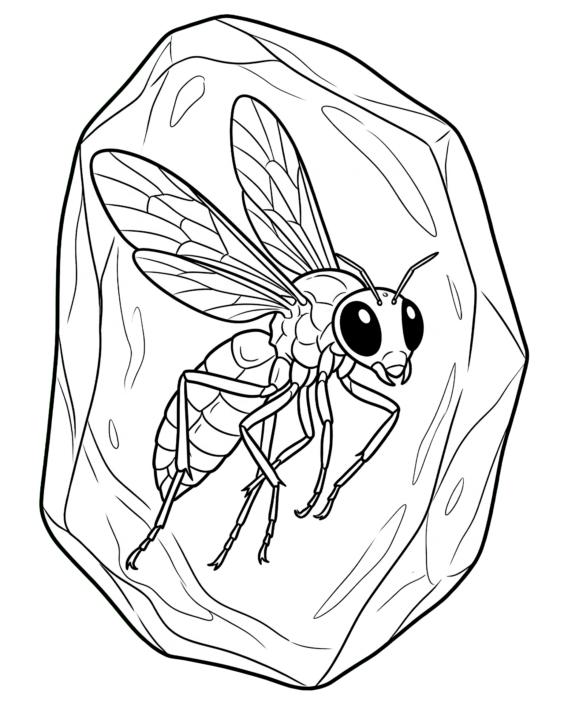 Amber-Trapped Insect — plush toy style illustration