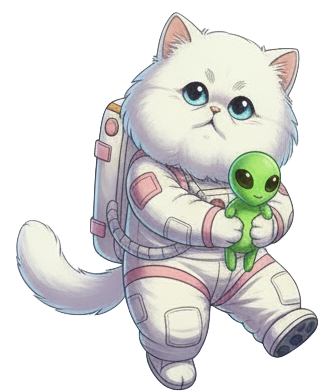 AstroCat mascot floating in space - Sci-Fi & Fantasy Expo